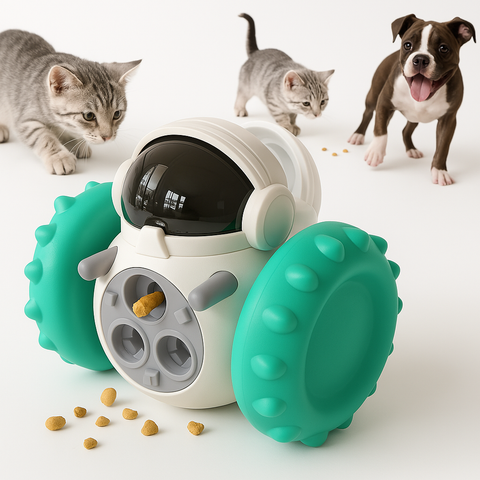 Smart Rolling Pet Feeder Toy for Cats & Dogs – 360° Motion, Puzzle Design, No Batteries