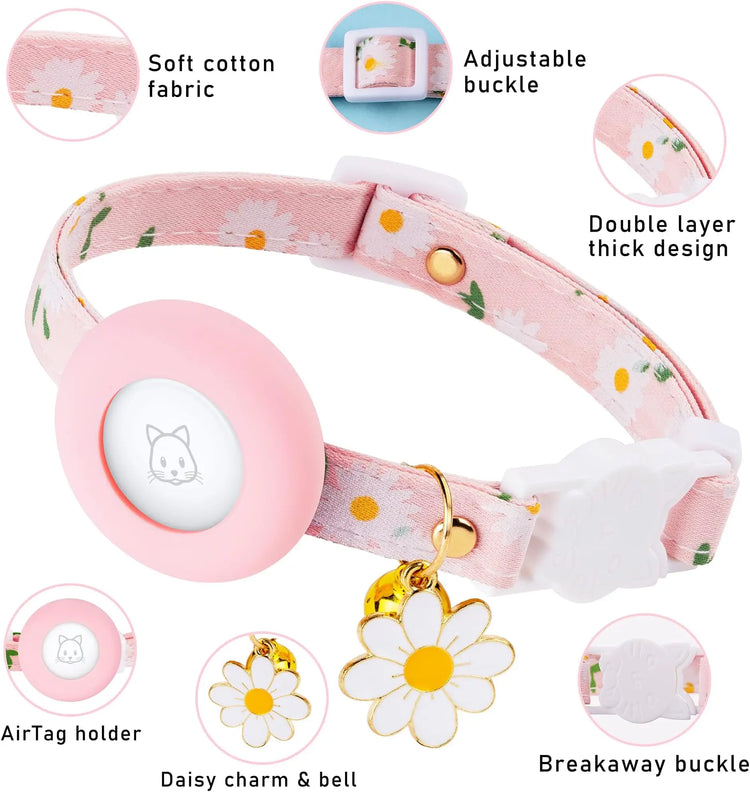 Cat Collar with AirTag Holder – Safe & Cute Design
