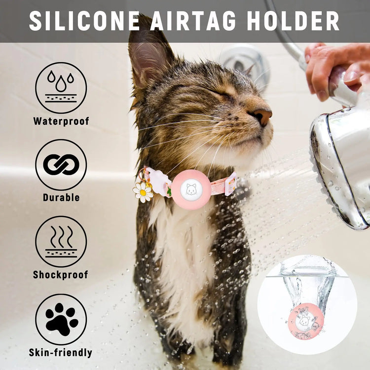 Cat Collar with AirTag Holder – Safe & Cute Design