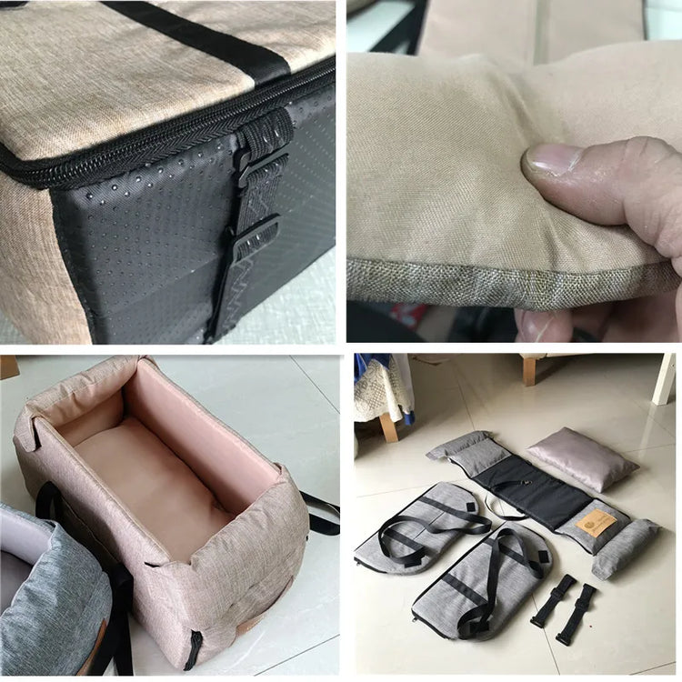 Portable Dog Car Seat Bed – Safe Travel Carrier for Small Dogs & Cats, Car Accessories
