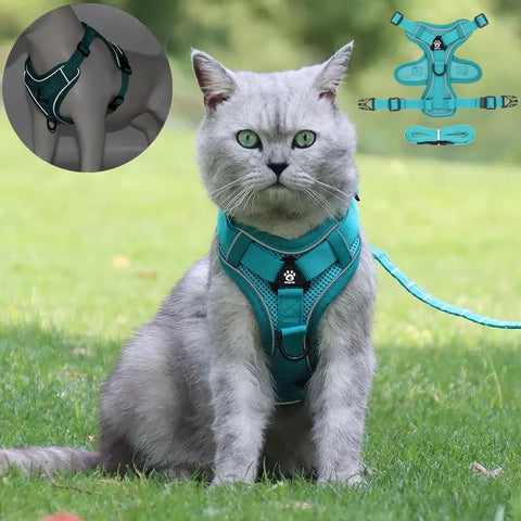 Escape-Proof Cat Harness & Leash – Reflective, Breathable, Adjustable Fit