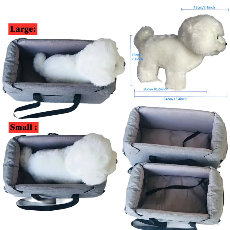 Portable Dog Car Seat Bed – Safe Travel Carrier for Small Dogs & Cats, Car Accessories