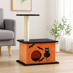 Halloween Cat Tree – Orange & Black Tower with Scratching Post
