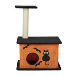 Halloween Cat Tree – Orange & Black Tower with Scratching Post