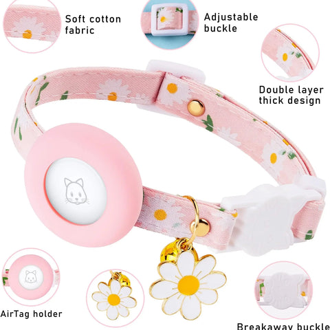 Cat Collar with AirTag Holder – Safe & Cute Design